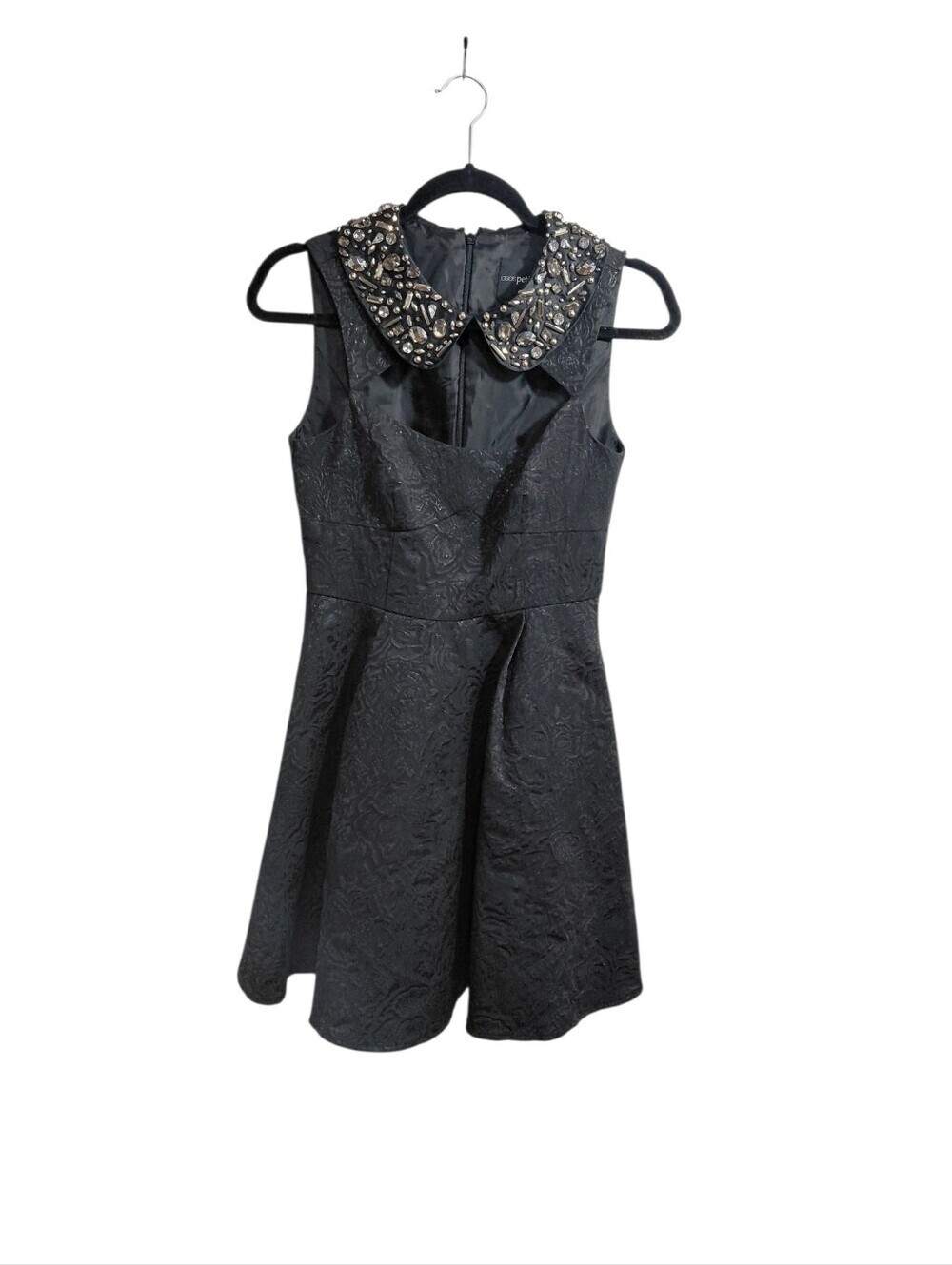 ASOS Black Embellished Peter Pan Collar Mini Dress